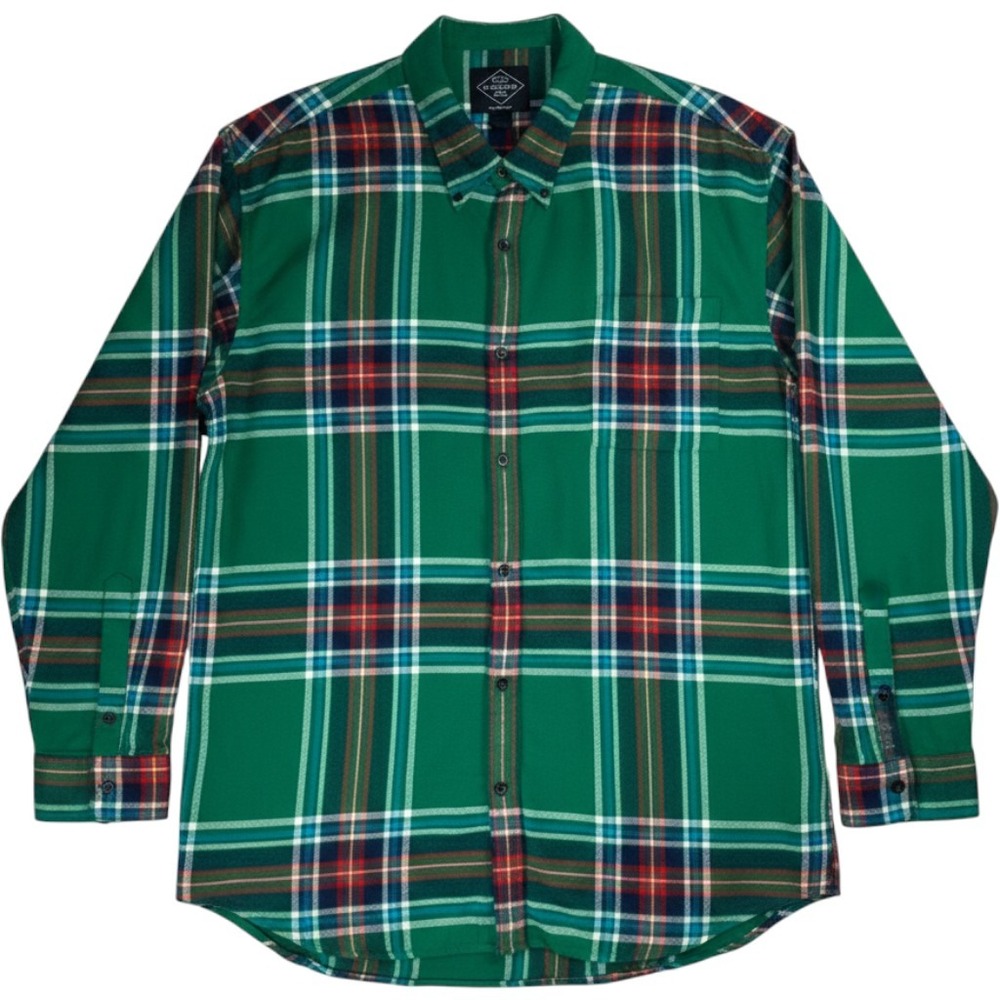 St John's Bay Flannel Shirt Men's 4XL Green Plaid Long Sleeve Button Down